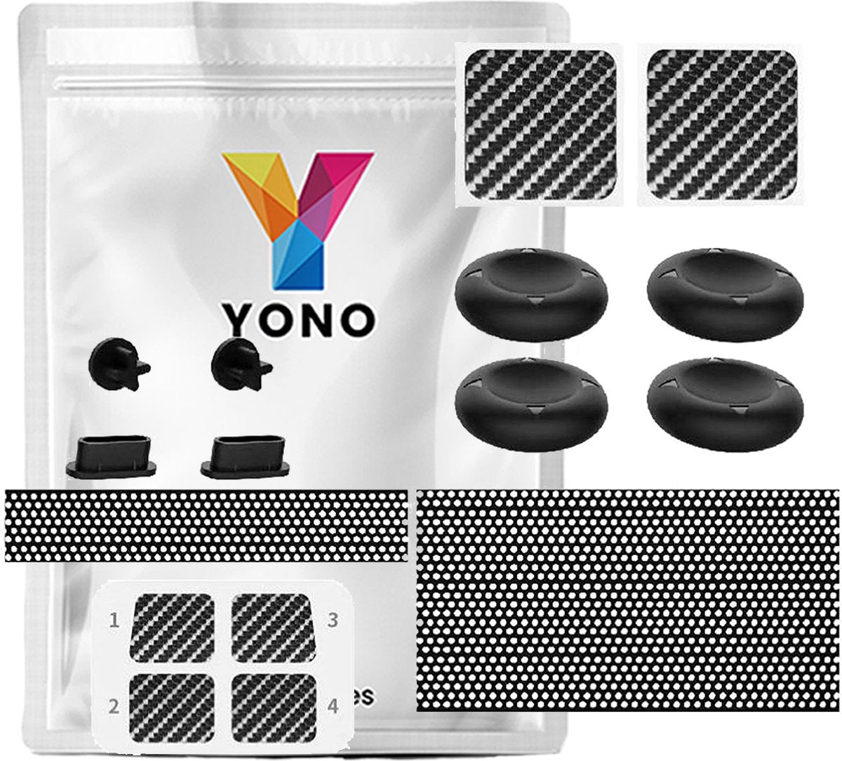YONO Bescherming Accessoires Set geschikt voor Valve Steam Deck / OLED - Thumb Grips - Dust Plugs - Carbon Skins - Zwart