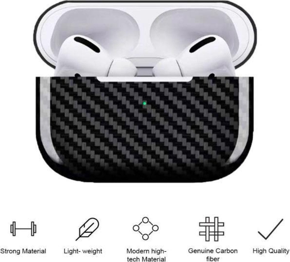 YONO Carbon Hoesje geschikt voor Apple Airpods Pro / Pro 2 – Hard Case - Beschermhoes - Zwart