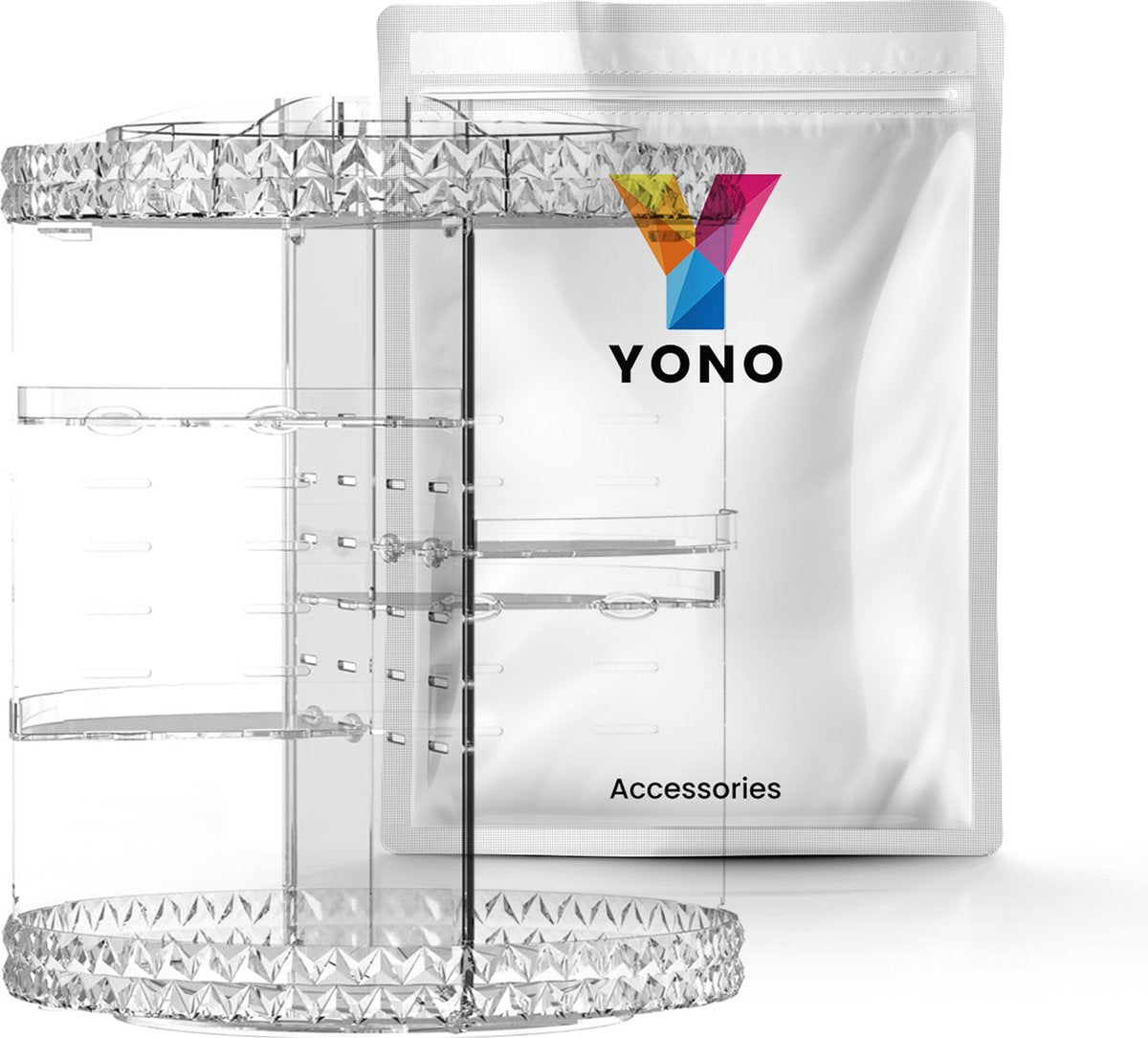 YONO Make Up Organizer Draaibaar Stand - Opbergsysteem voor Skincare / Parfum / Cosmetica / Lippenstift / Nagellak / Beauty Houder - 360° Roterend - Opbergdoos - Transparant
