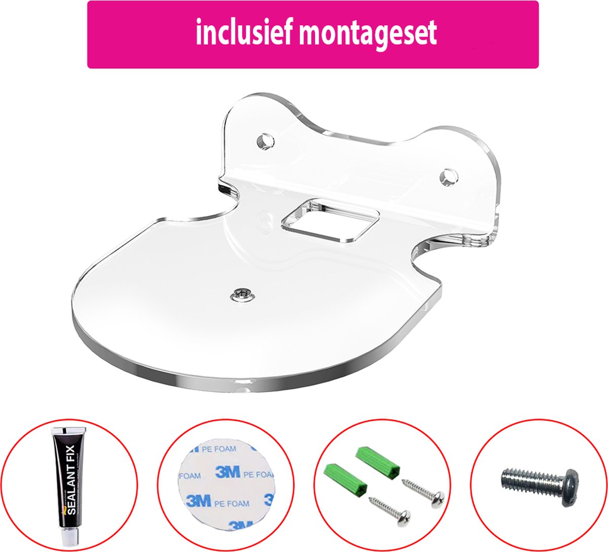 YONO Wandplank voor Smart Speaker - Wall Mount Universeel - Muurbeugel Houder Zwevend - Geschikt Voor Sonos Play / Google Nest Home Mini / Apple Homepod / Amazon Echo / IP Camera / Wifi Router - Transparant