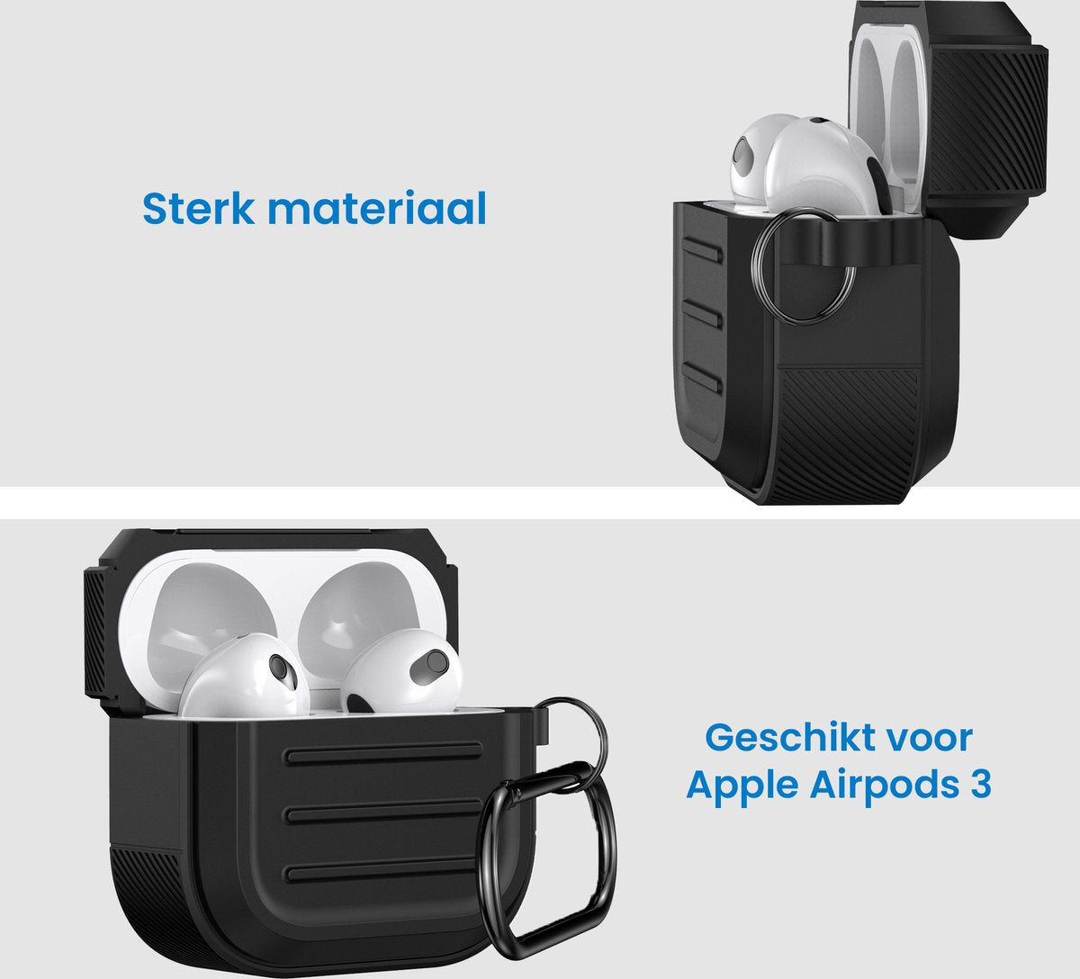 YONO Hoesje geschikt voor Apple Airpods 3 - Army Case - Zwart