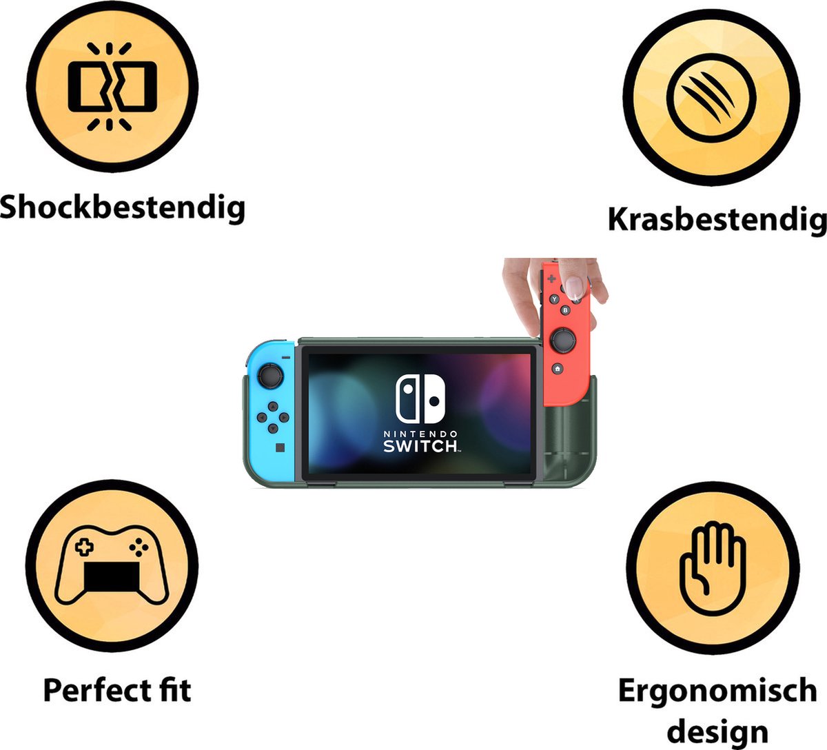 YONO Grip Case geschikt voor Nintendo Switch OLED - Ergonomische Console Hoesje met Game Card Opberging en Standaard - Beschermhoes Accessoires - Donkergroen