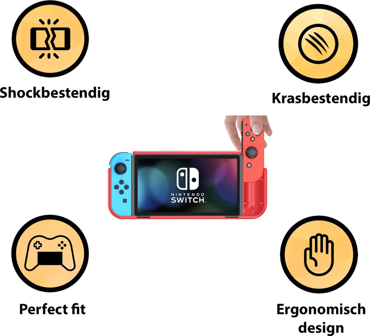 YONO Grip Case geschikt voor Nintendo Switch OLED - Ergonomische Console Hoesje met Game Card Opberging en Standaard - Beschermhoes Accessoires - Rood