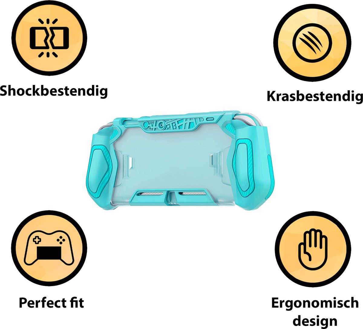 YONO Grip Case geschikt voor Nintendo Switch LITE - Ergonomische Console Hoesje met Screen Protector Glas - Beschermhoes Accessoires - Turquoise