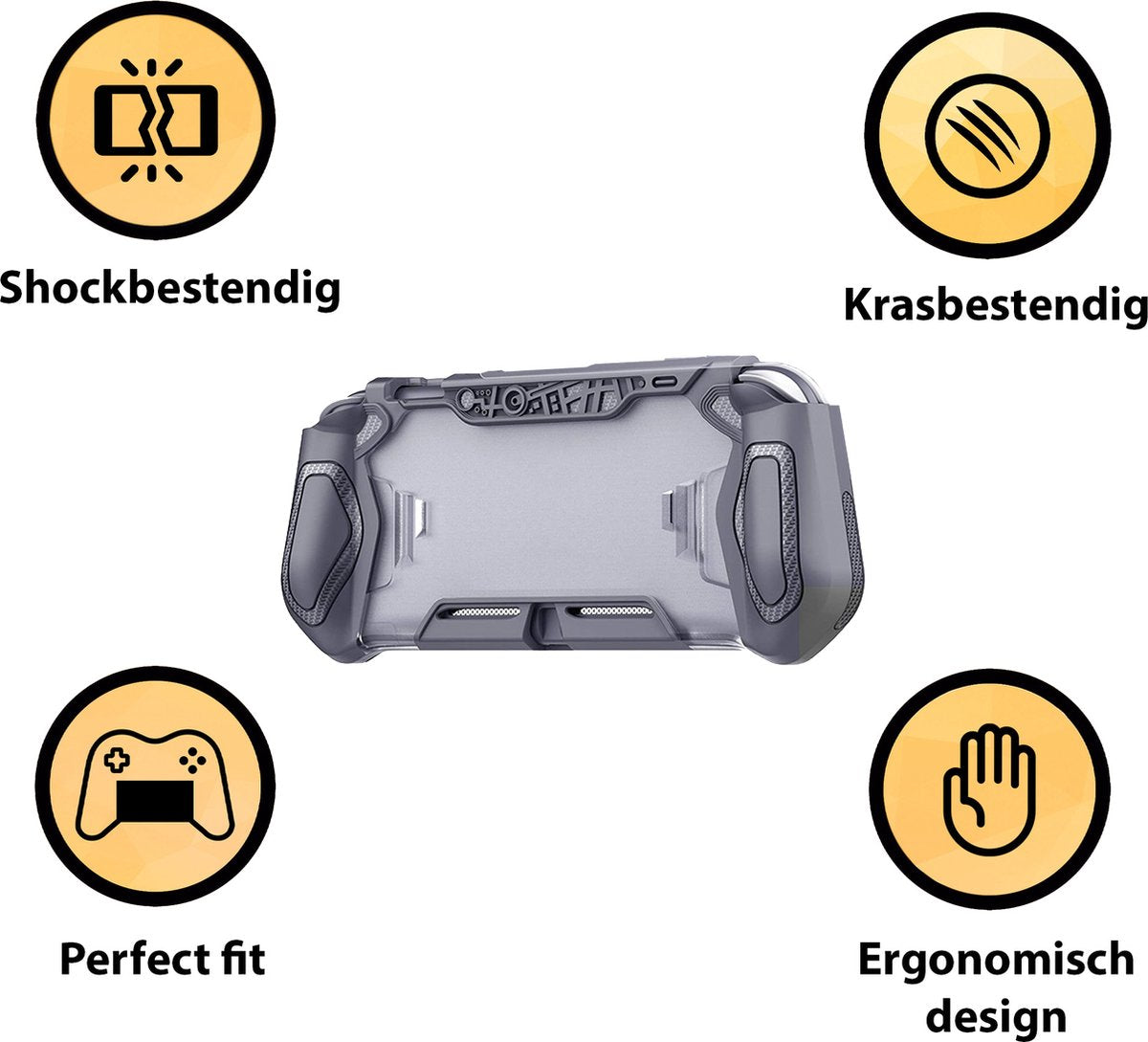 YONO Grip Case geschikt voor Nintendo Switch LITE - Ergonomische Console Hoesje met Screen Protector Glas - Beschermhoes Accessoires - Donkergrijs