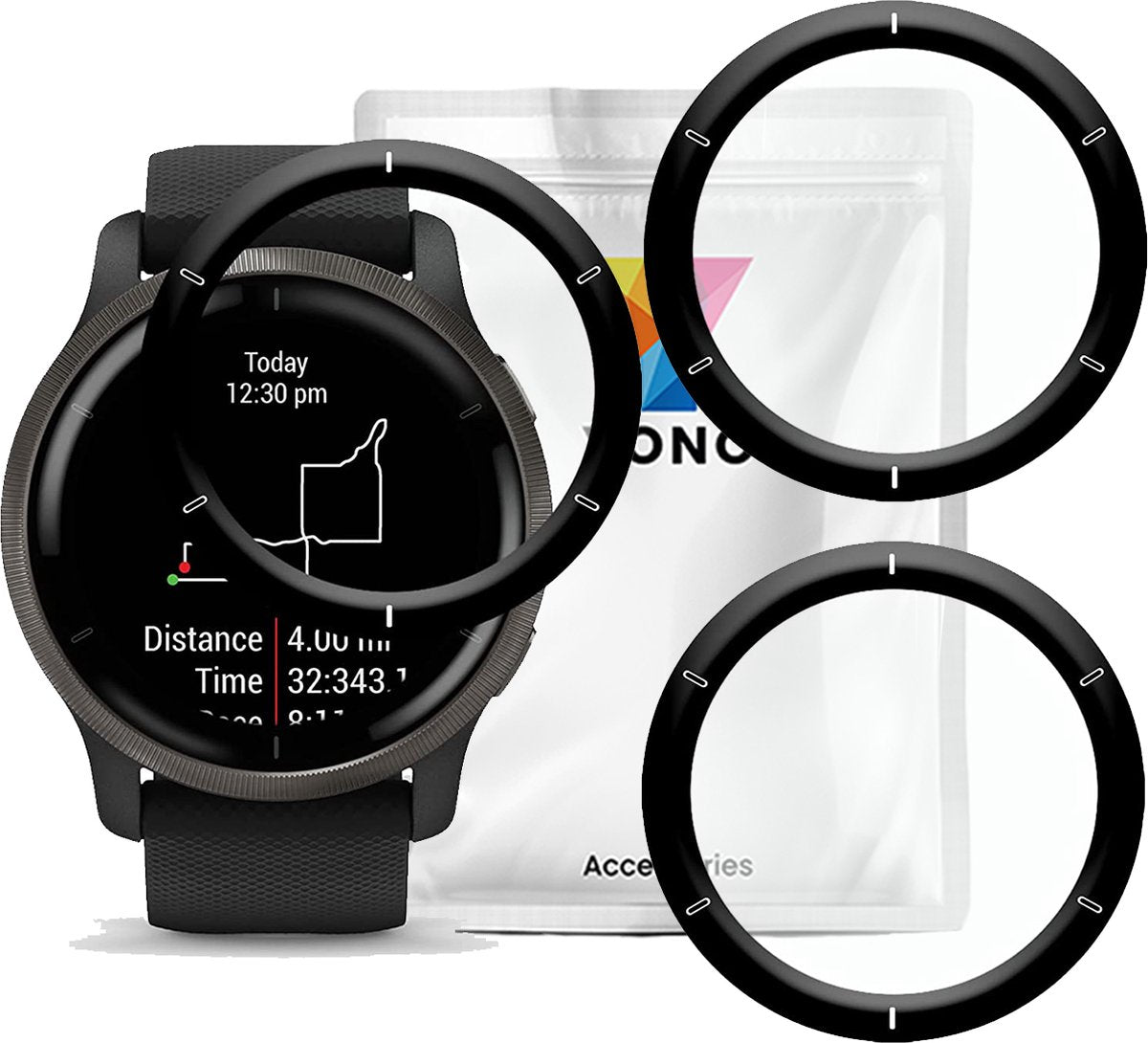 YONO Screen Protector Set geschikt voor Garmin Venu 2S - Volledige Scherm Bescherming - 3 stuks