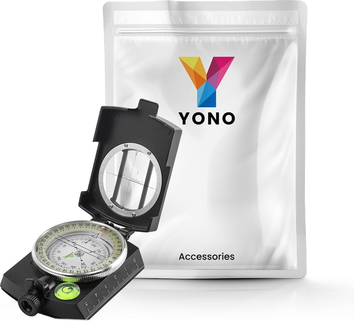 YONO Militair Kompas - Inklapbaar Kaart Compass voor Outdoor en Survival - Professioneel Metalen Design met Kaartlezer - Zwart
