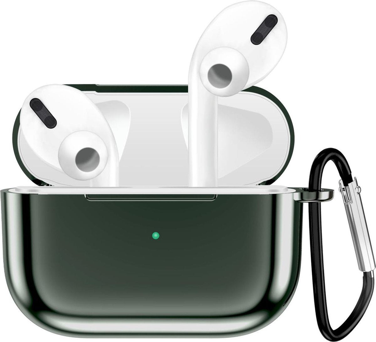 YONO Hoesje geschikt voor Airpods Pro 1/2 – Metallic Soft Case – Legergroen