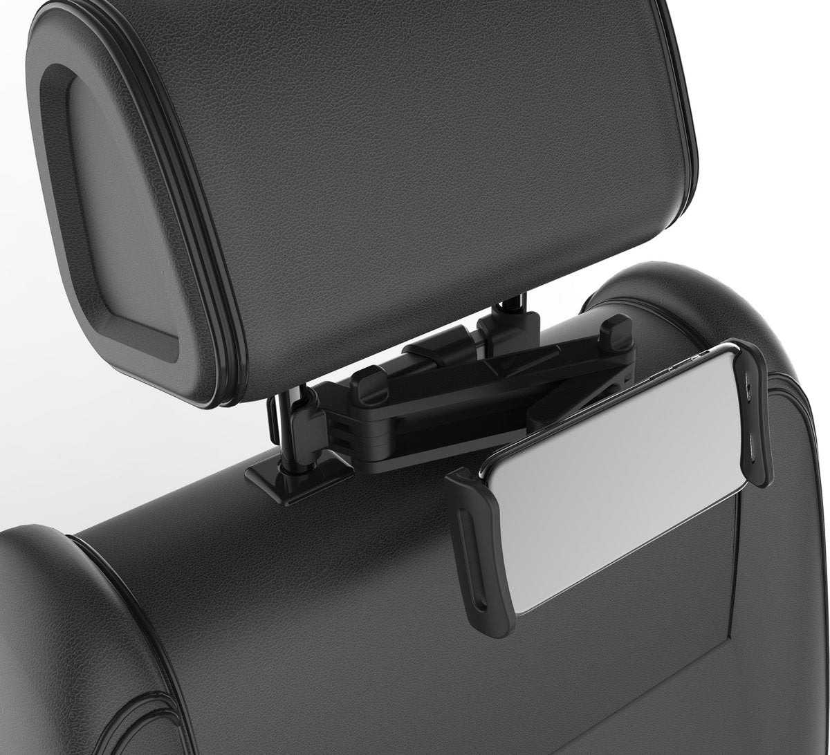 YONO Tablet Houder Auto met Uitklapbare Nek Universeel - Hoofdsteun - Geschikt voor Tablet, Telefoon en Game Console - Zwart Uitklapbaar