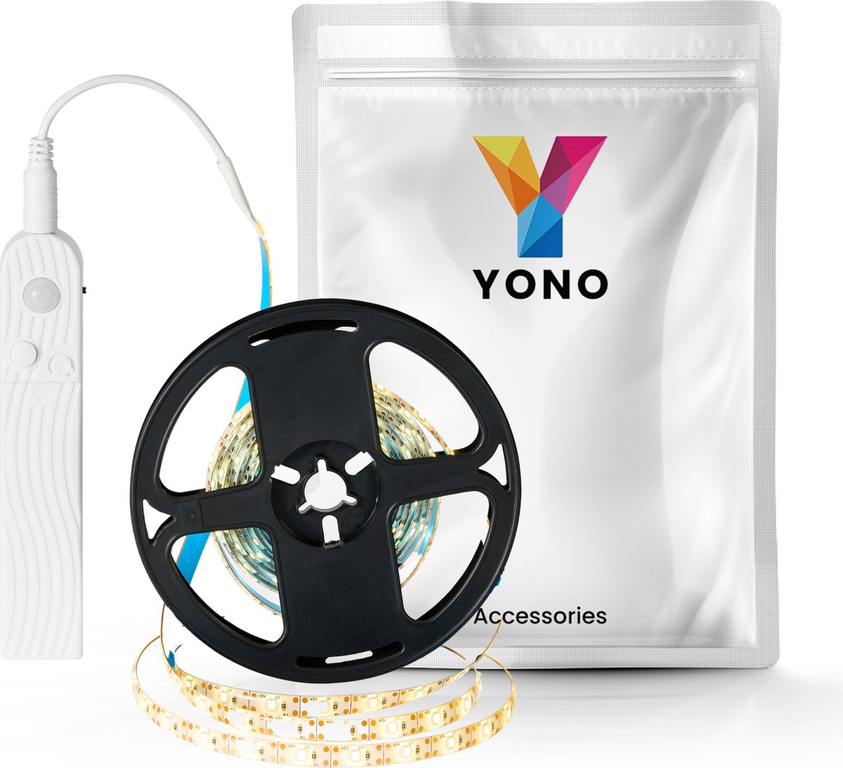 YONO Led Verlichting Strip met Bewegingssensor - Zelfklevend met Sensor voor Binnen - Warm Wit Licht - 3 Meter