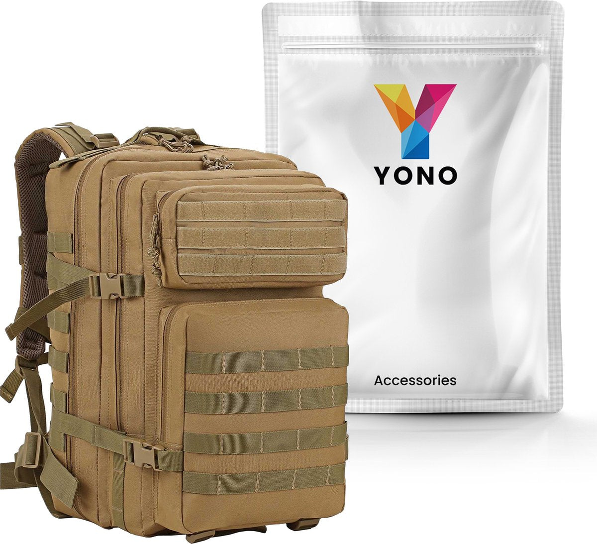 YONO Tactical Backpack Militaire Rugzak - Tactische Wandelrugzak Leger - 45L - Lichtbruin