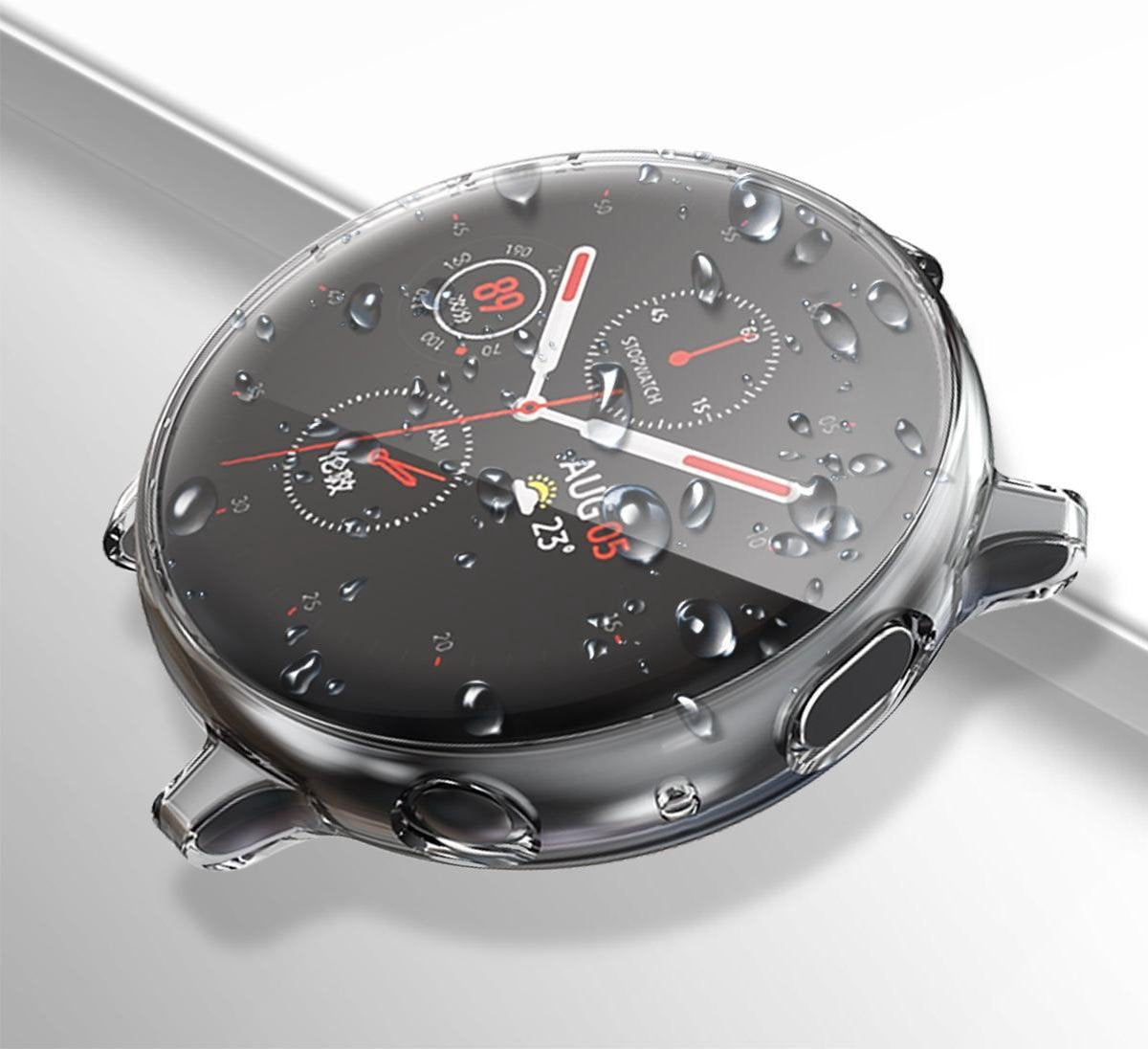 YONO Full Cover Bumper geschikt voor Samsung Galaxy Watch Active 2 44mm – Siliconen Case Screenprotector Hoesje – Transparant