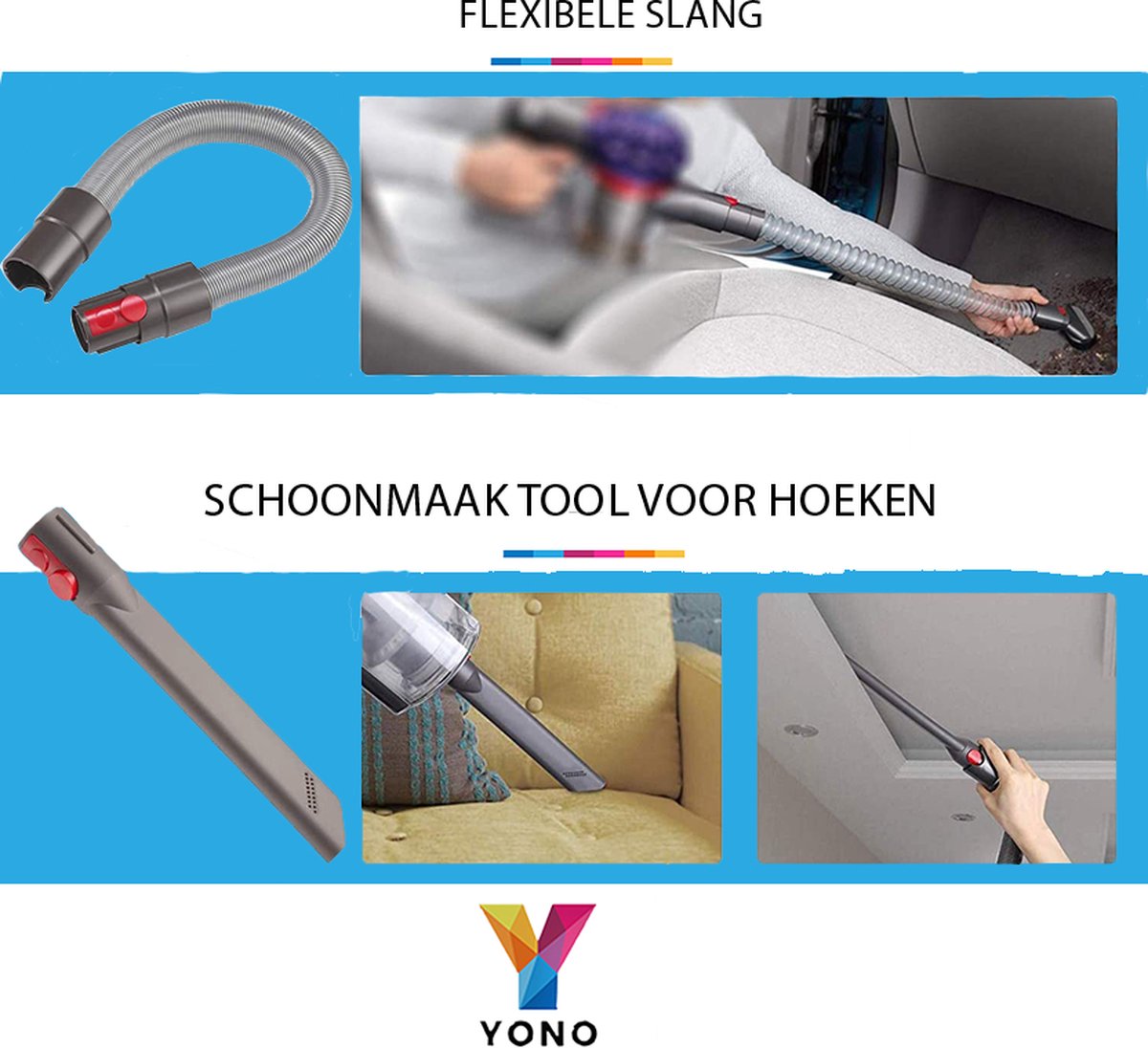 YONO Opzetstuk Accessoires Set geschikt voor Dyson V15 / V11 / V10 / V8 / V7 / V6 - Stofzuiger Mondstuk - Zuigmond - Parket Borstel - 6 Onderdelen