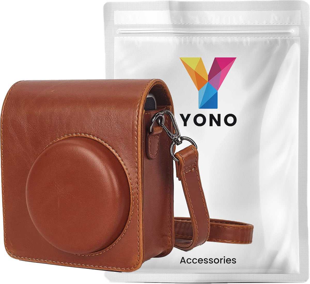 YONO Case geschikt voor Fujifilm Instax Mini 40 - Hoes met Draagriem - Cameratas - Bruin