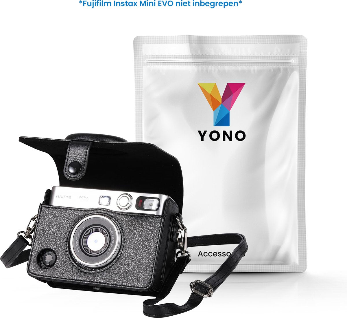 YONO Case geschikt voor Fujifilm Instax Mini EVO - PU Leer Hoesje - Zwart