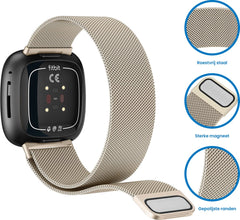 YONO Milanees Bandje geschikt voor Fitbit Versa 4 / Sense 2 – Champagne – Small