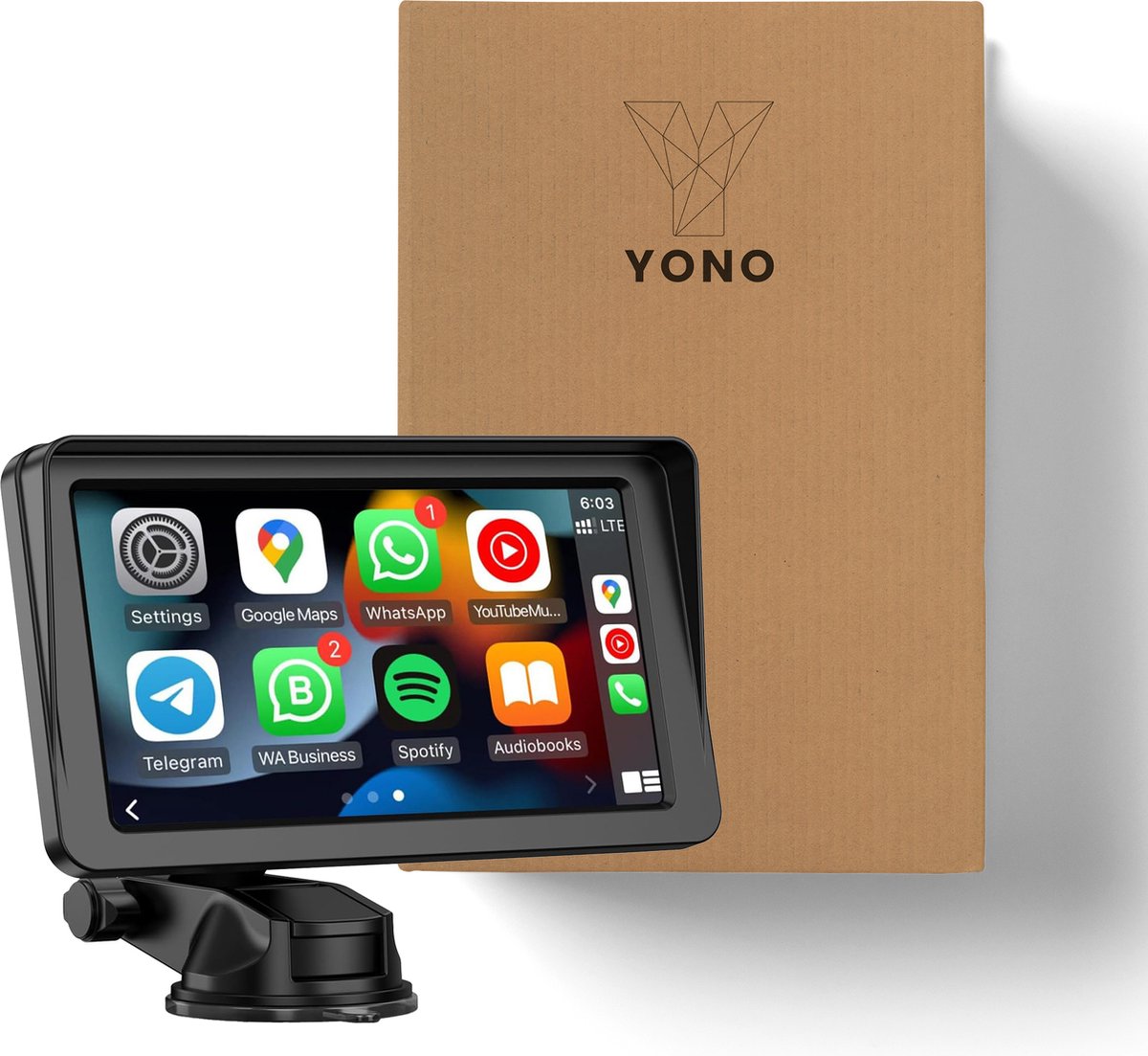 YONO Scherm geschikt voor Apple Carplay en Android Auto - Draadloos Autoradio Dongle - Bluetooth Multimedia Player - 7 inch