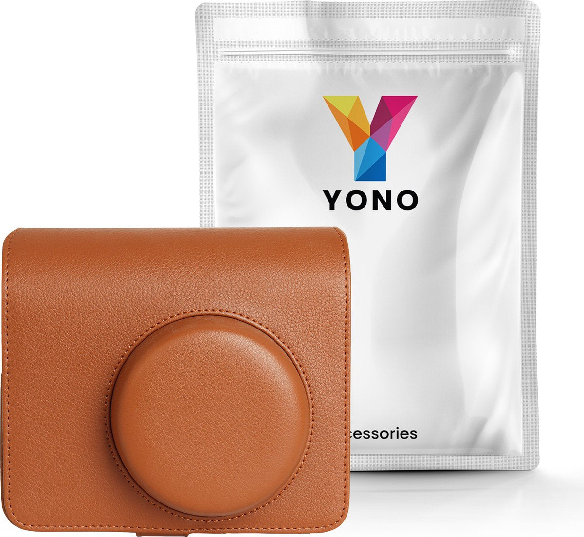 YONO Case geschikt voor Fujifilm Instax Wide 400 - Bescherm Hoes met Draagriem - Bruin