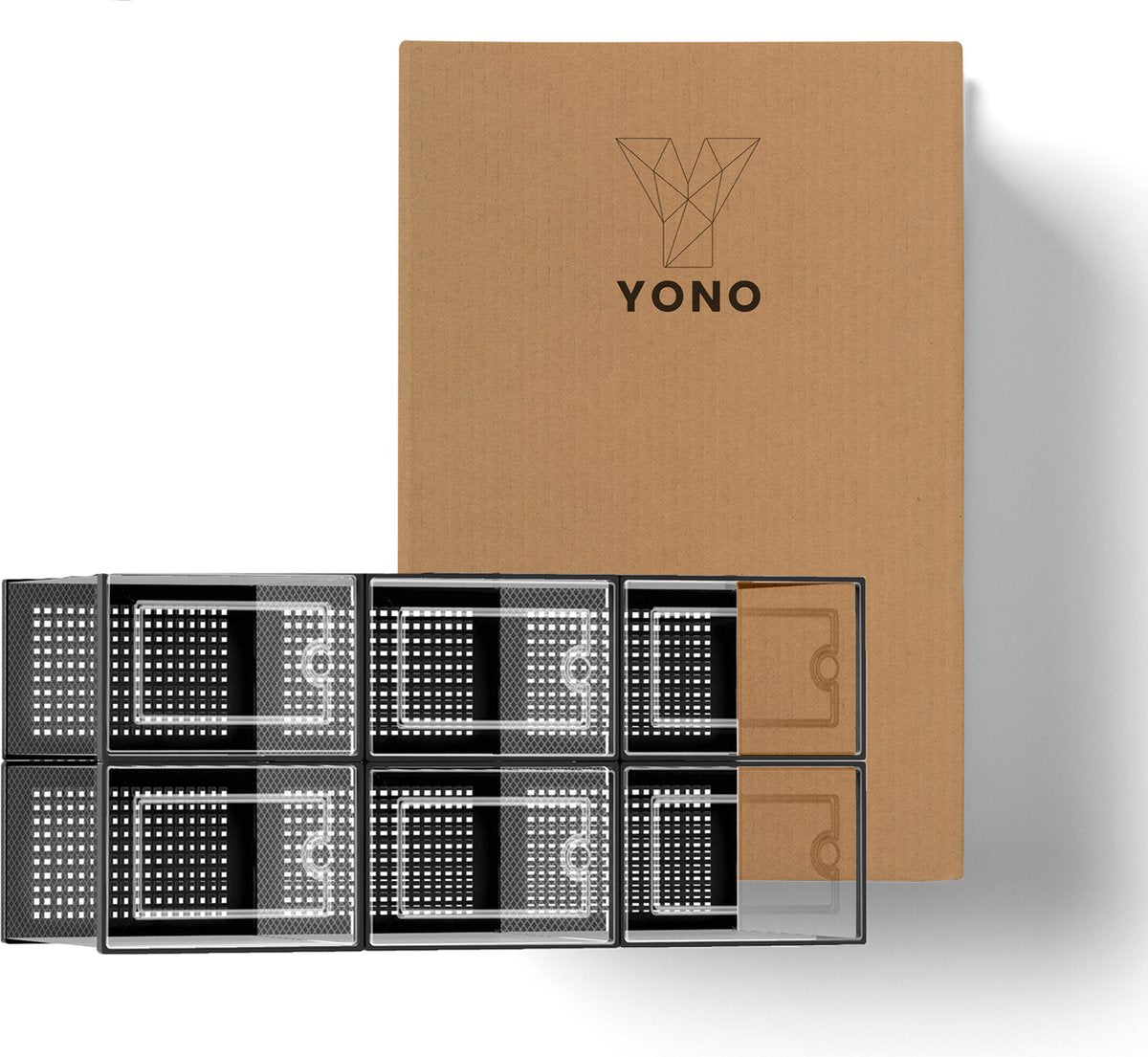 YONO Sneakerbox Set van 6 - Schoenen Opbergsysteem - Schoenenbox Organizer - Schoenenrek met Deur - Transparant - 6 Stuks