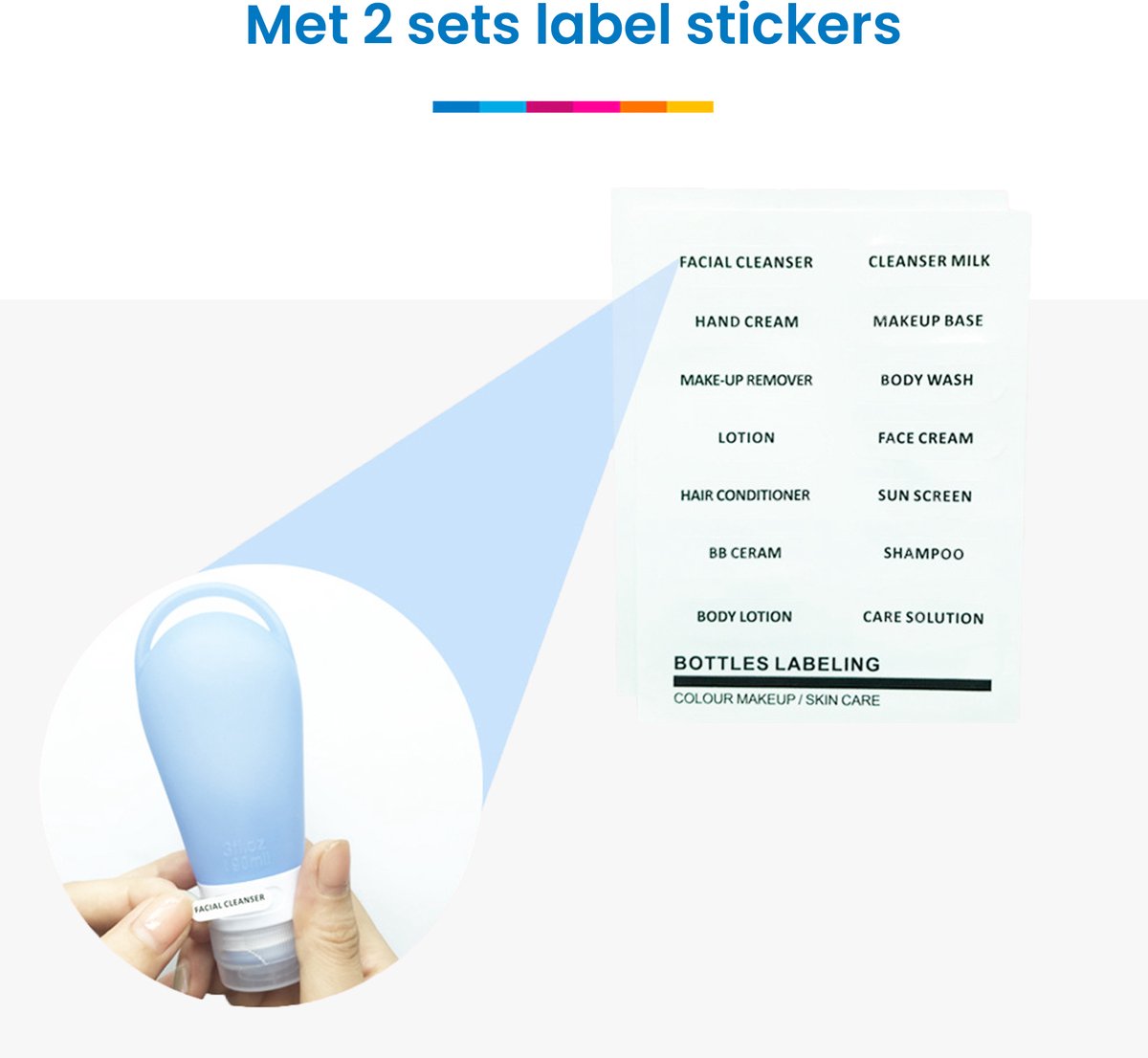 YONO Reisflesjes Handbagage Set XL - Navulbare Reisflacons Siliconen - Spray Flesjes - Cosmetica Potjes - Reispotjes - Reisset Vliegtuig - 19in1