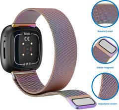 YONO Milanees Bandje geschikt voor Fitbit Versa 4 / Sense 2 – Parlemoer – Large