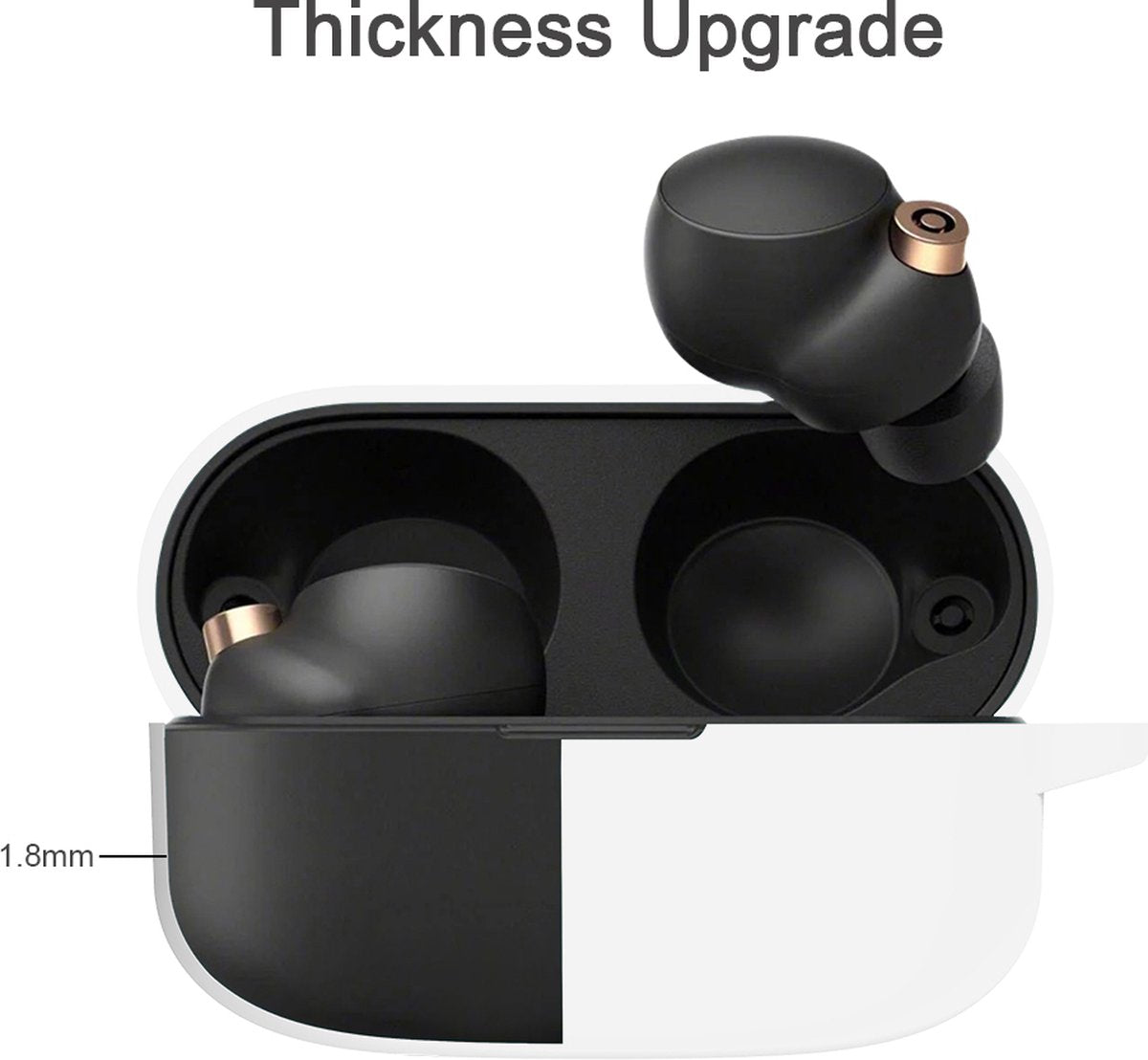 YONO Hoesje geschikt voor Sony WF-1000XM4 - Siliconen Case met Clip - Wit