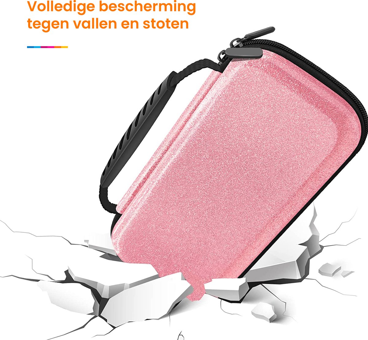 YONO Glitter Case geschikt voor Nintendo Switch / Switch OLED - Opbergtasje Hoesje - Beschermhoes - Rose