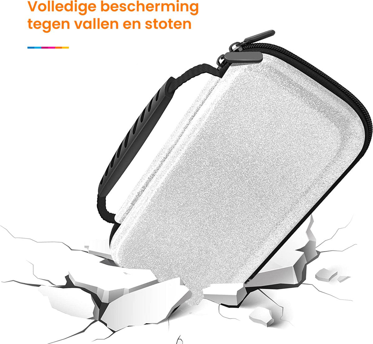 YONO Glitter Case geschikt voor Nintendo Switch / Switch OLED - Opbergtasje Hoesje - Beschermhoes - Zilver