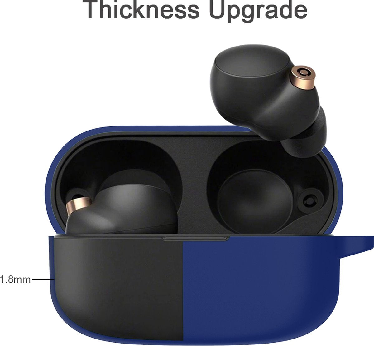 YONO Hoesje geschikt voor Sony WF-1000XM4 - Siliconen Case met Clip - Donkerblauw