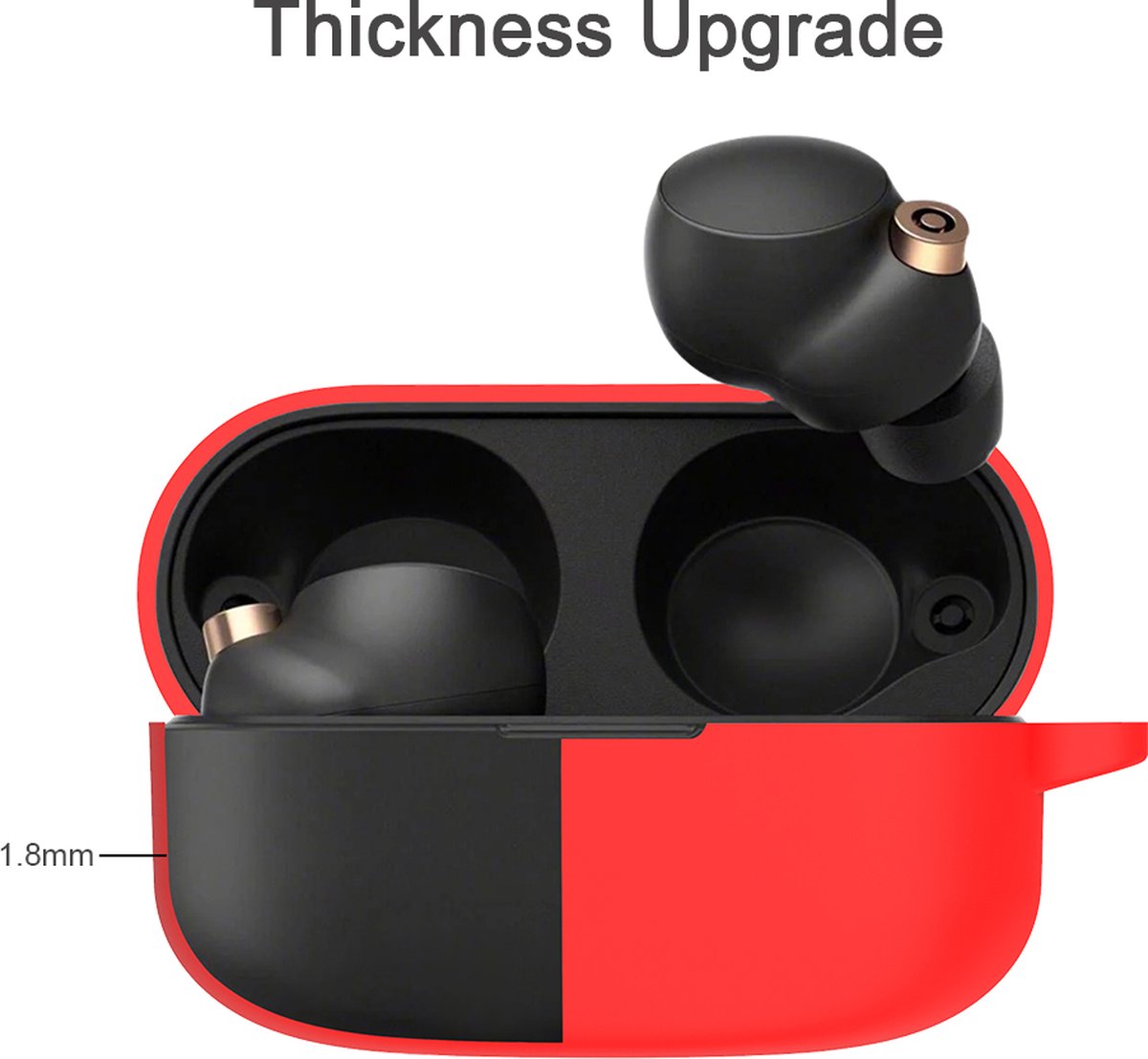 YONO Hoesje geschikt voor Sony WF-1000XM4 - Siliconen Case met Clip - Rood