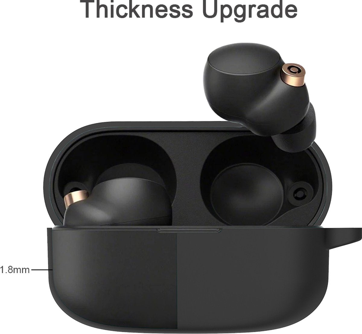 YONO Hoesje geschikt voor Sony WF-1000XM4 - Siliconen Case met Clip - Zwart