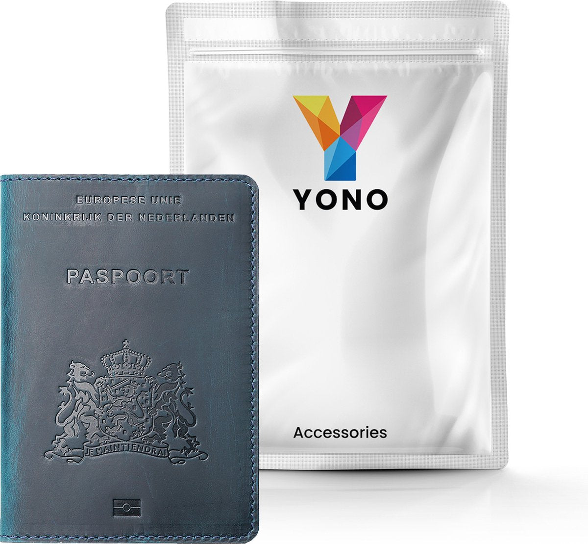 YONO Paspoort Hoesje Nederland Leer - Houder Cover Mapje - Donkerblauw
