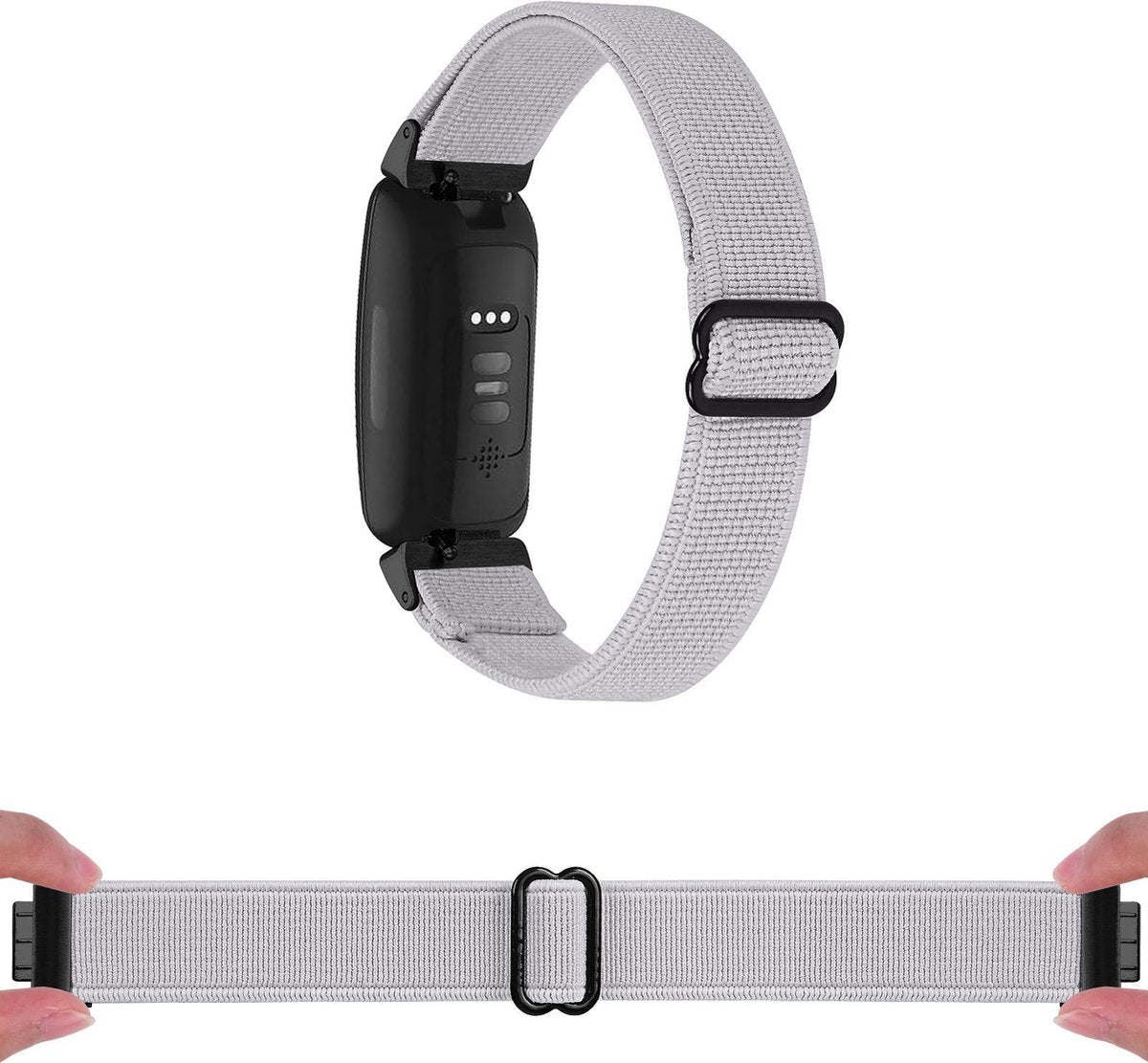 YONO Bandje geschikt voor Fitbit Inspire 2 - Nylon Stretch - Grijs