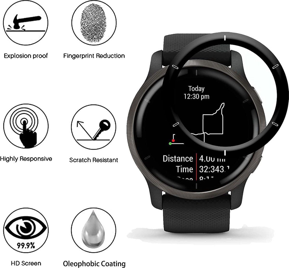 YONO Screen Protector Set geschikt voor Garmin Venu 2S - Volledige Scherm Bescherming - 3 stuks