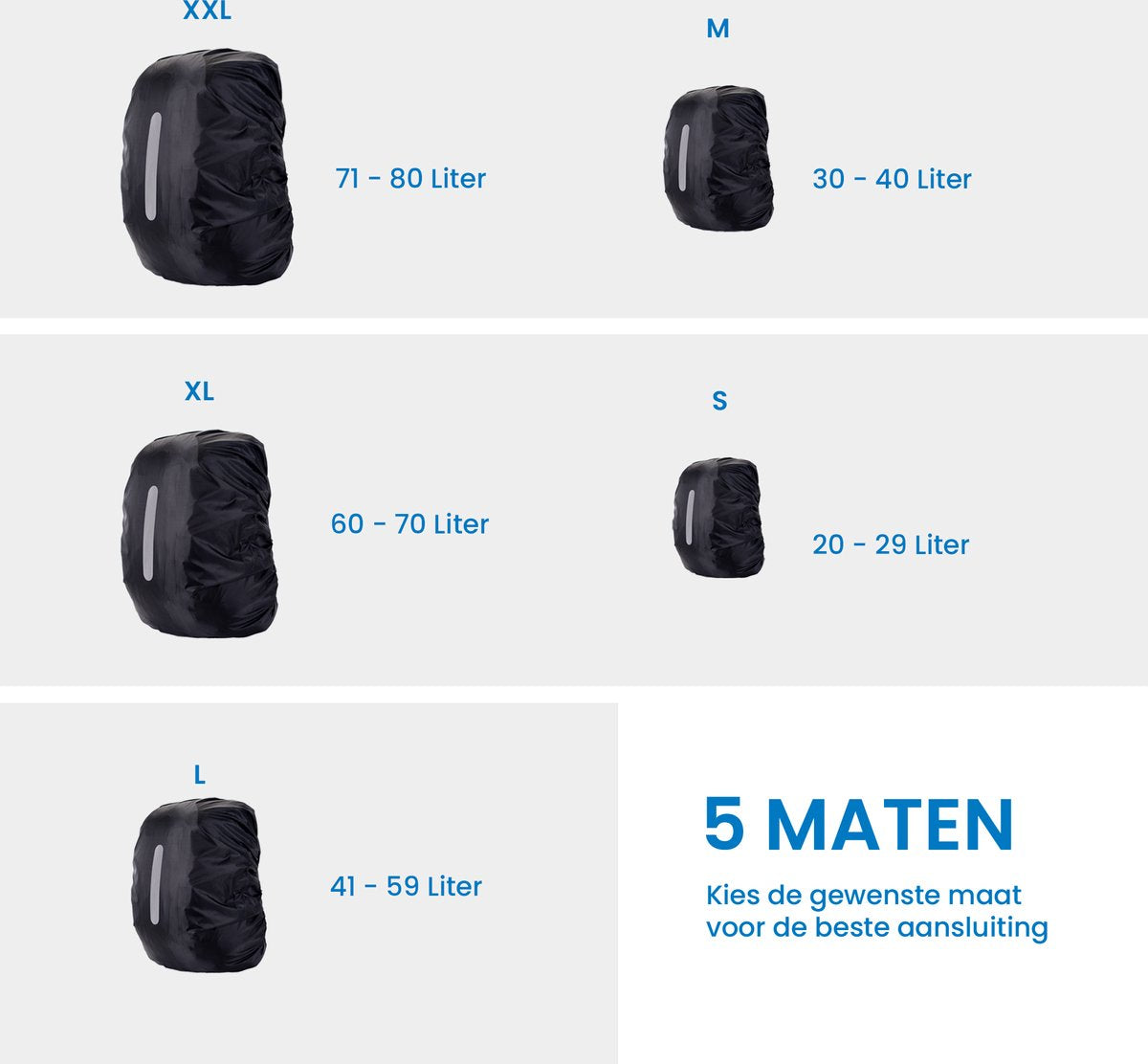 YONO Regenhoes Backpack Waterdicht - Reflecterende Rugzak Hoes Vliegtuig - 71 tot 80 Liter - Zwart - XXL
