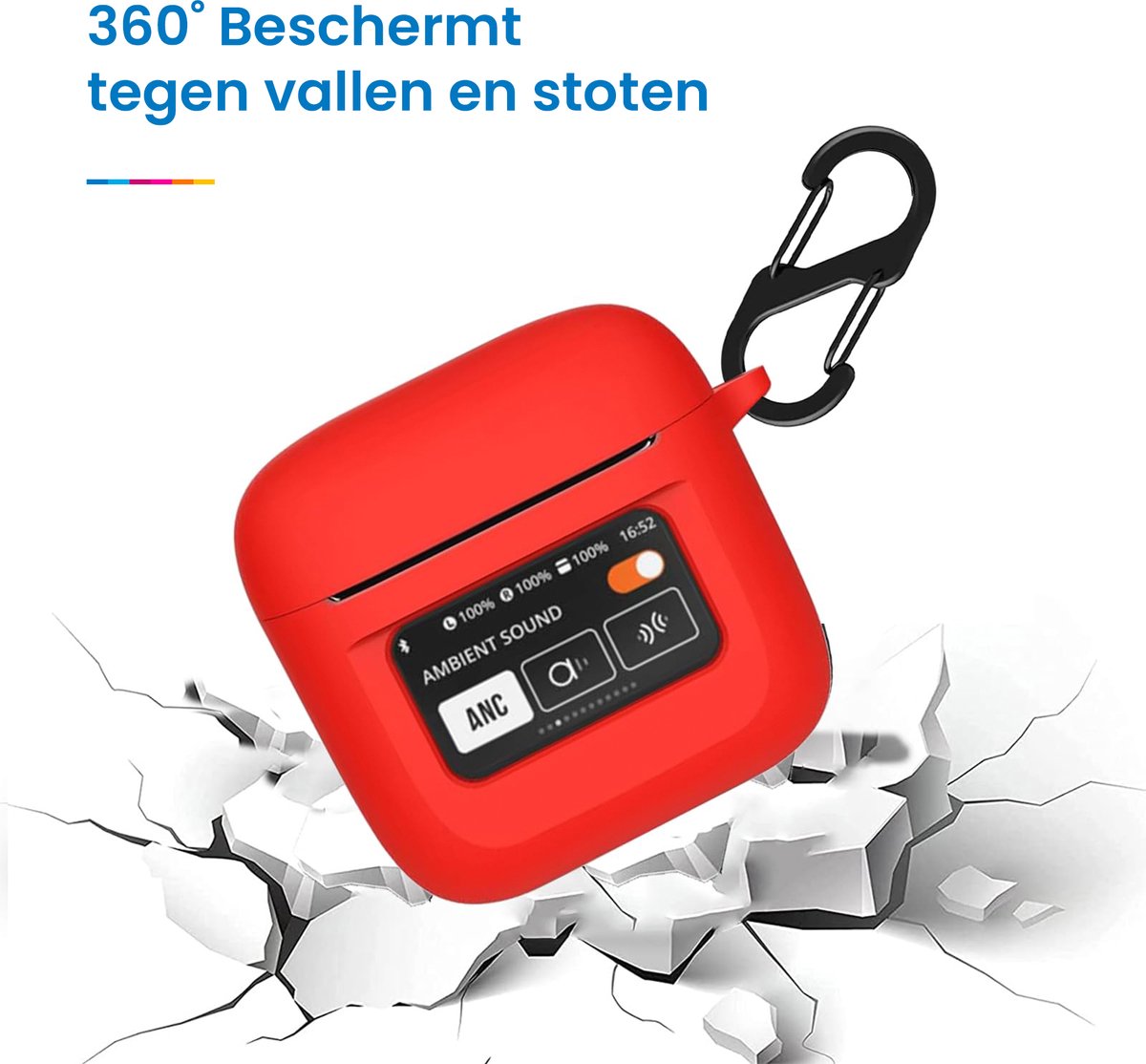 YONO Soft Case geschikt voor JBL Tour Pro 2 - Siliconen Draadloze Oordopjes Hoesje met Clip - Rood