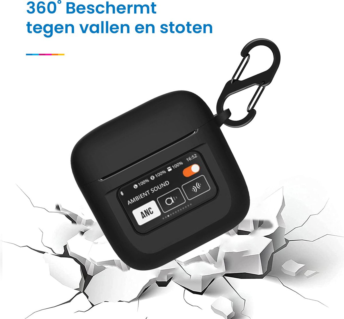 YONO Soft Case geschikt voor JBL Tour Pro 2 - Siliconen Draadloze Oordopjes Hoesje met Clip - Zwart