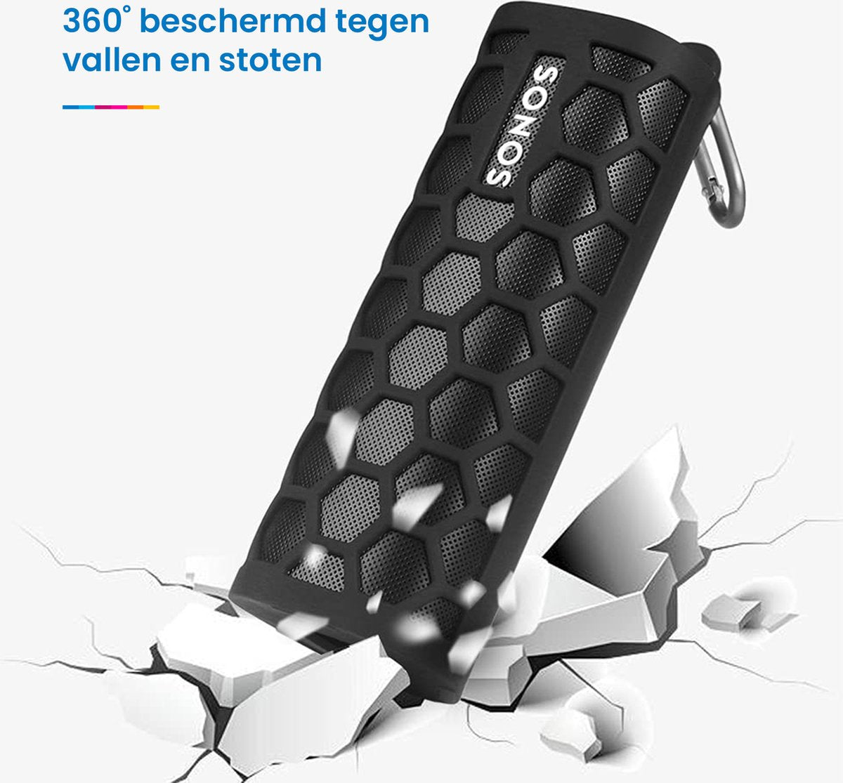 YONO Siliconen Hoes geschikt voor Sonos Roam / Roam SL – Case met Clip – Beschermhoes - Zwart