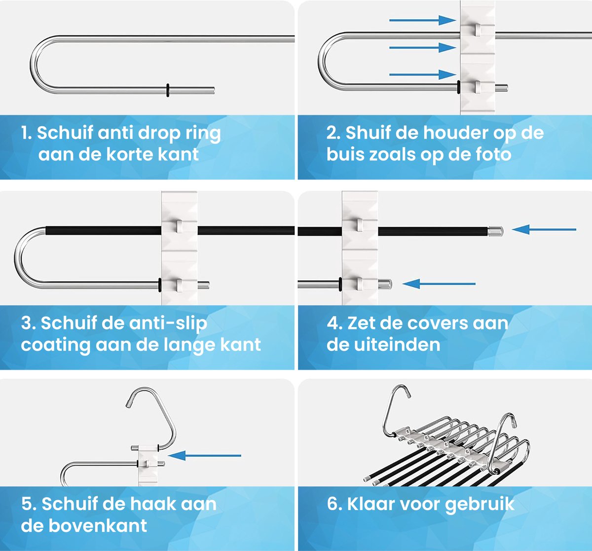 YONO Broekhanger Ruimtebesparend - Kledinghangers Broeken - Broekenhangers - 9 in 1 Hangers