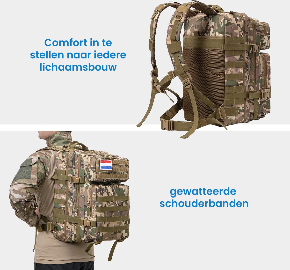 YONO Tactical Backpack Militaire Rugzak - Tactische Wandelrugzak Leger - 45L - Donkergroen Camouflage