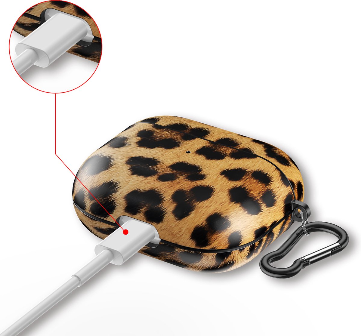 YONO Special Design Hoesje geschikt voor Apple Airpods 3 - Hard Case met Clip - Tijgerprint