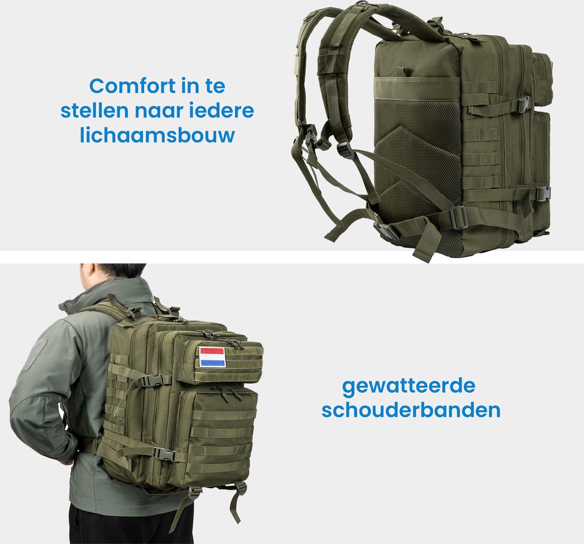 YONO Tactical Backpack Militaire Rugzak - Tactische Wandelrugzak Leger - 45L - Donkergroen