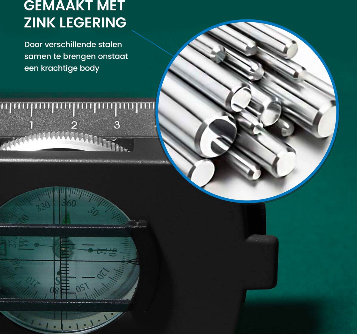 YONO Militair Kompas - Inklapbaar Kaart Compass voor Outdoor en Survival - Professioneel Metalen Design met Kaartlezer - Zwart