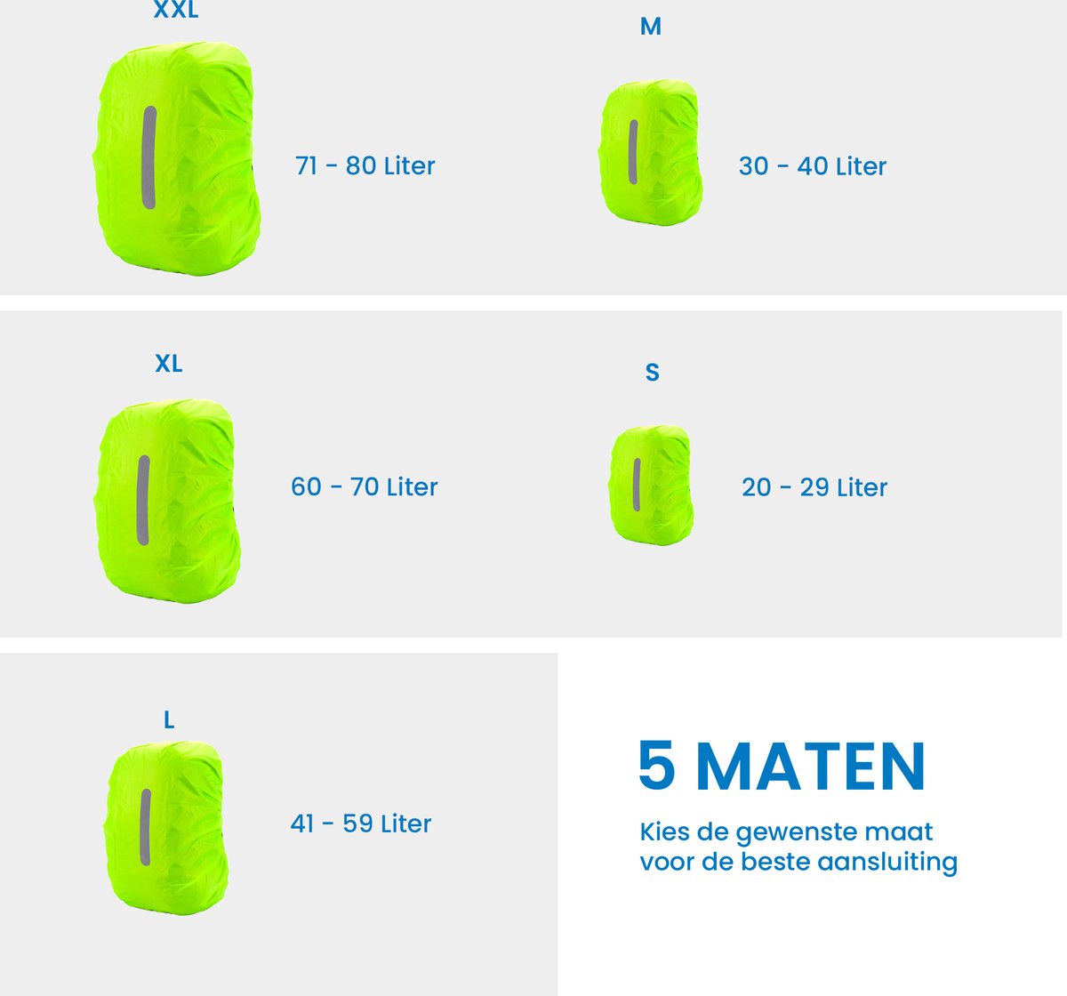 YONO Regenhoes Backpack Waterdicht - Reflecterende Rugzak Hoes Vliegtuig - 60 tot 70 Liter - Fluoriserend - XL