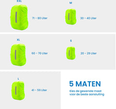 YONO Regenhoes Rugzak Waterdicht - Reflecterende Backpack Hoes Vliegtuig - 41 tot 59 Liter - Fluoriserend - L