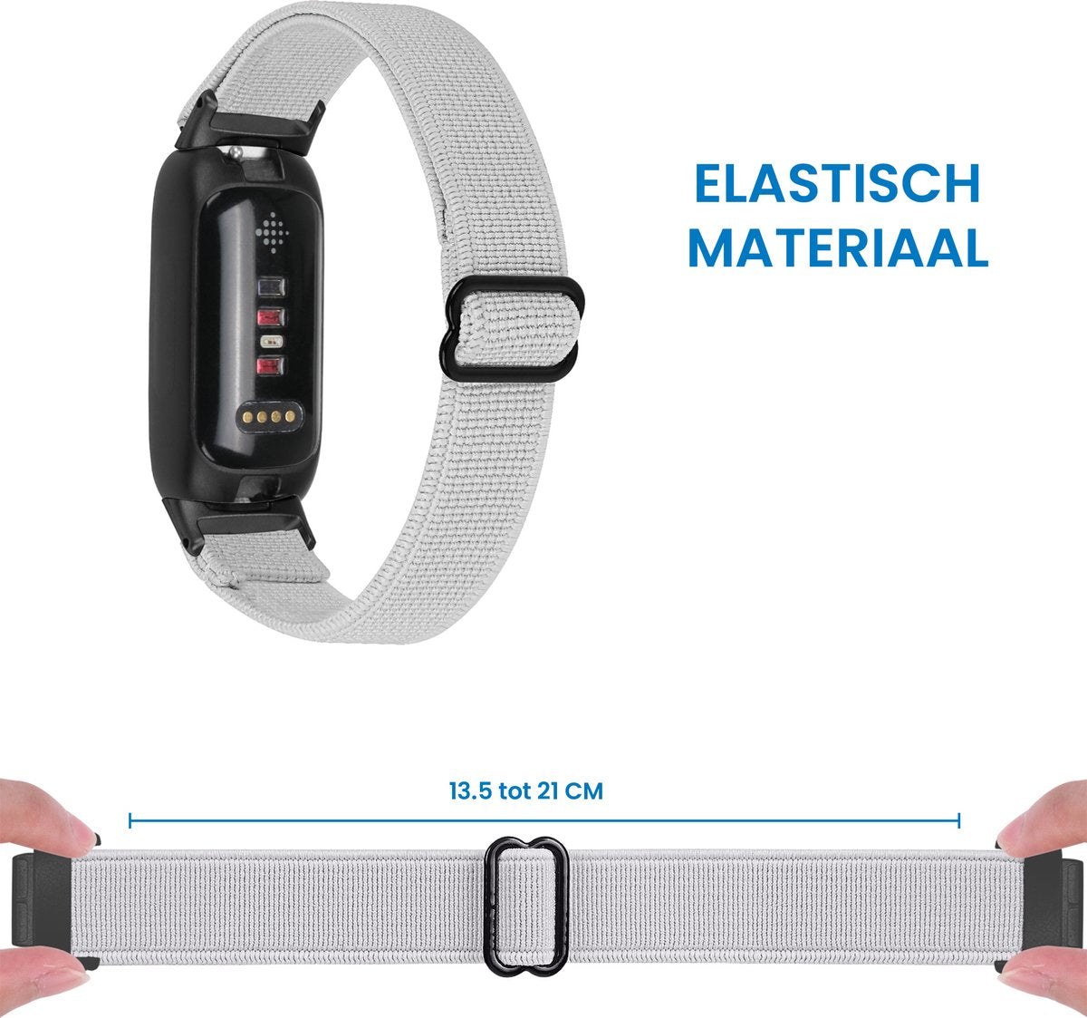 YONO Nylon Stretch Bandje geschikt voor Fitbit Inspire 3 - Lichtgrijs