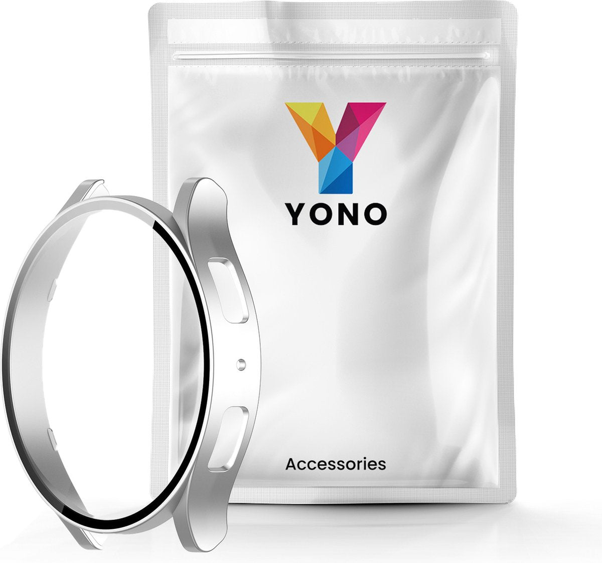 YONO Bumper geschikt voor Samsung Galaxy Watch 6 - 40mm - Screen Protector Hoesje - Full Cover Case - Zilver