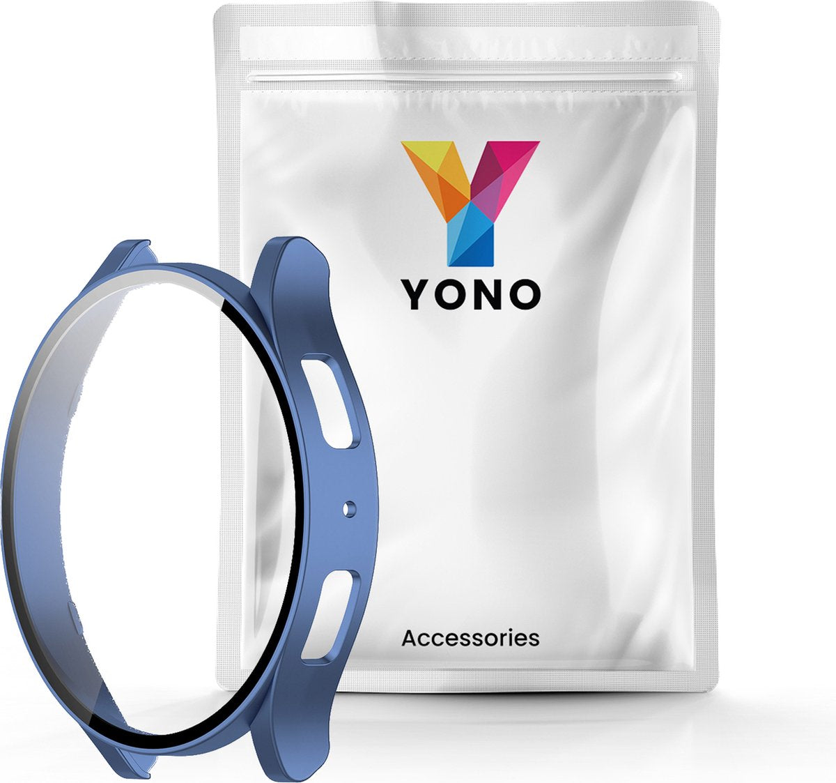 YONO Bumper geschikt voor Samsung Galaxy Watch 6 - 44mm - Screen Protector Hoesje - Full Cover Case - Lichtblauw