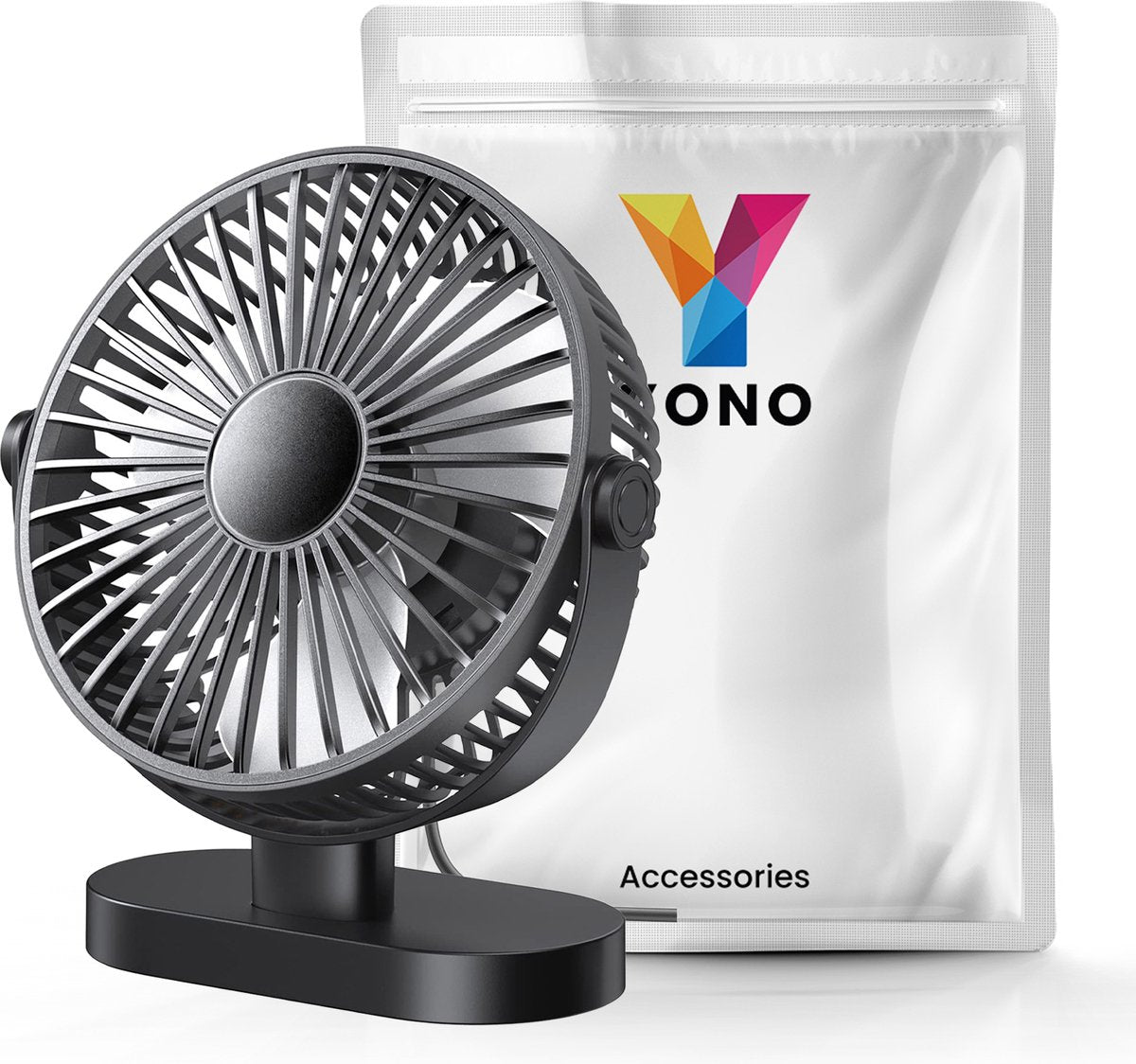 YONO Tafelventilator - USB Ventilator voor Tafel of Bureau - Kantelbaar - 3 Snelheden - Zwart