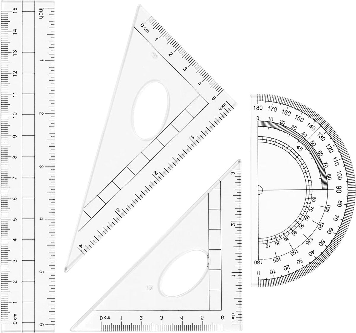 YONO Wiskunde School Set 10in1 - Passer / Geodriehoek / Liniaal / Potlood - Schoolspullen Middelbare - Oranje